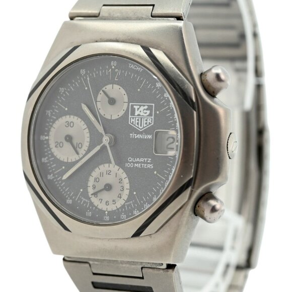 1980's RARE 39mm Men's Tag Heuer Titanium Chronograph 100M Watch! Ref: 223.206! - Picture 2 of 9